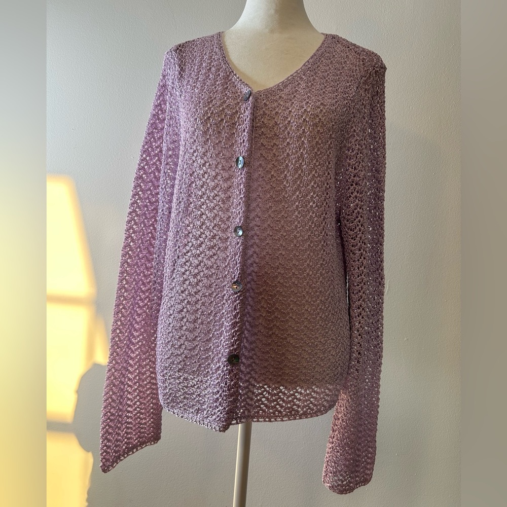 NWT Sigrid Olsen Lilac open knit cardigan - Size Misses XL - Picture 5 of 13